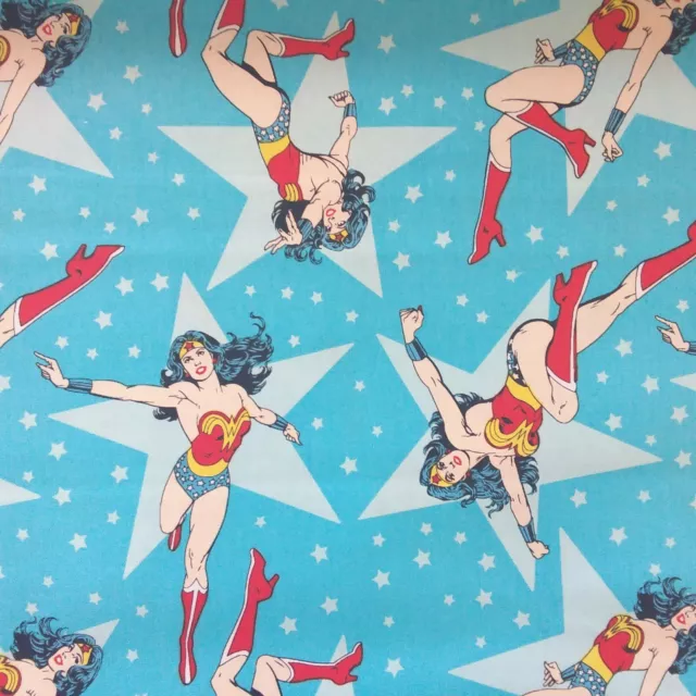 Wonder Woman DC Comics Blue Cotton Fabric per 50cm