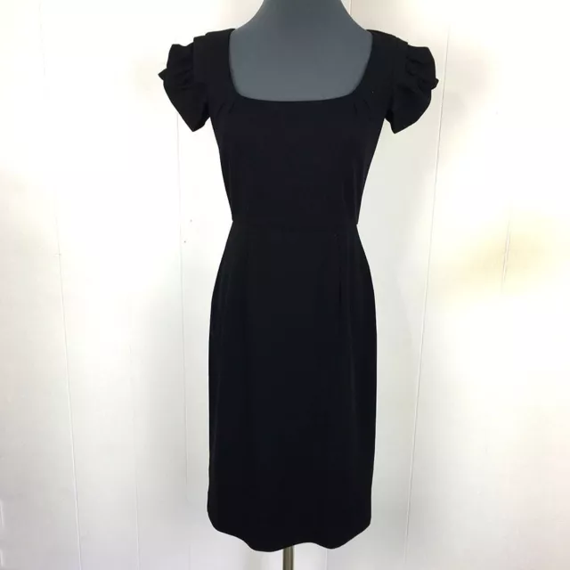 Adrianna Papell Sheath Dress 4 Black Stretch Polyester Knee Length 32x38