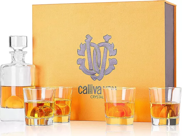 Calliva Von Set Cristallo Bottiglia Bicchieri Caraffa Whisky Rum nuovo elegante