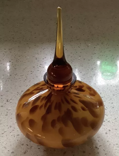 Amber Glass Perfume Bottle With Stopper Blown Glass 18 00 Picclick