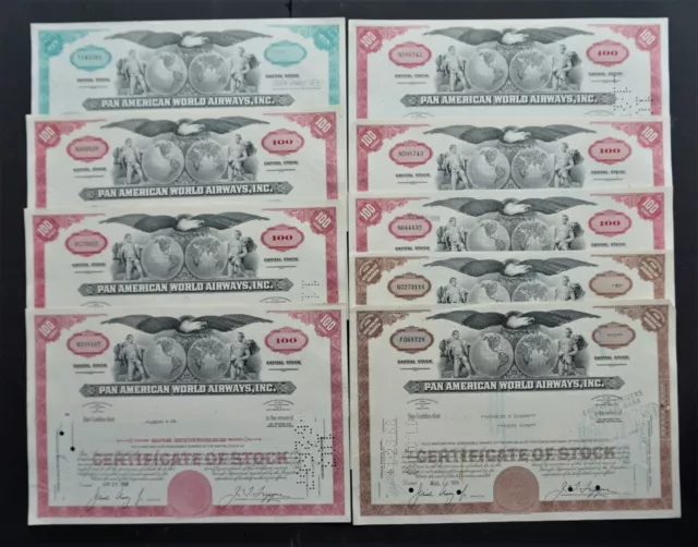 USA  - collection of Pan American World Airlines stocks from 1960/1980-   9x