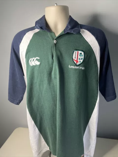 Vintage London Irish Rugby Shirt Mens XL Green Canterbury Union Home Jersey 2003