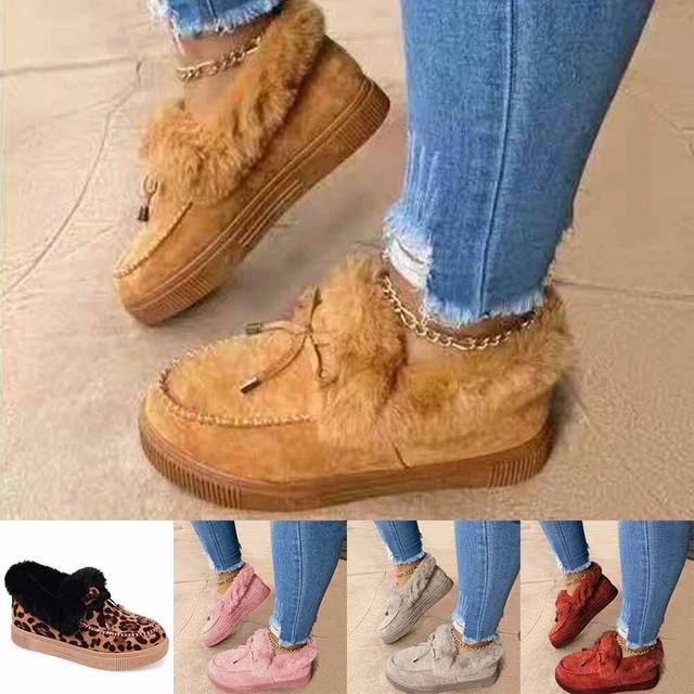 Bottines Chaussures Plates Cheville Bottes Hiver Chaud Décontracté Coton Dames