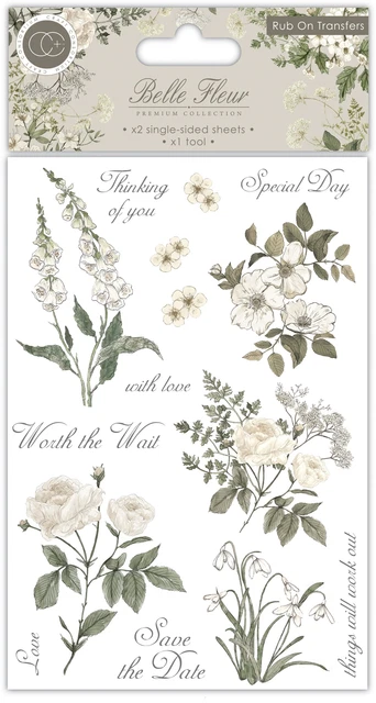 Craft Consortium Rub-On Transfers 2/Stück-Belle Fleur - CRUBT001