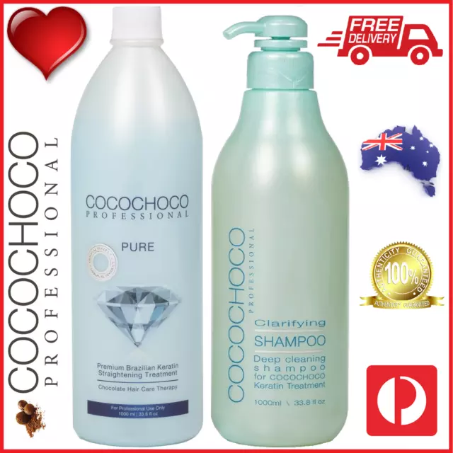❤❤ COCOCHOCO Pro PURE Keratin Hair Treatment 1000ml + CLARIFYING SHAMPOO 1L FAST