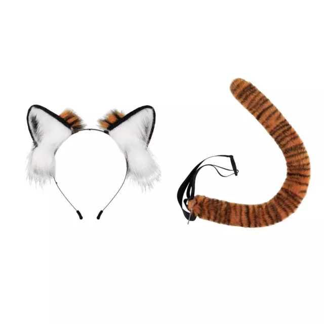 Orecchie di tigre e set di coda Orecchie Fascia per capelli Cerchietto per