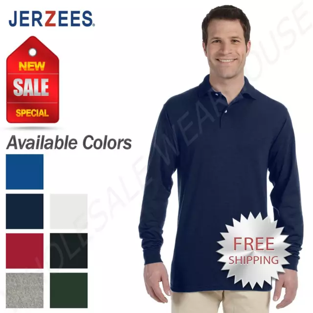 Jerzees Mens Spotshield Long Sleeve Jersey Polo Shirt 437ML