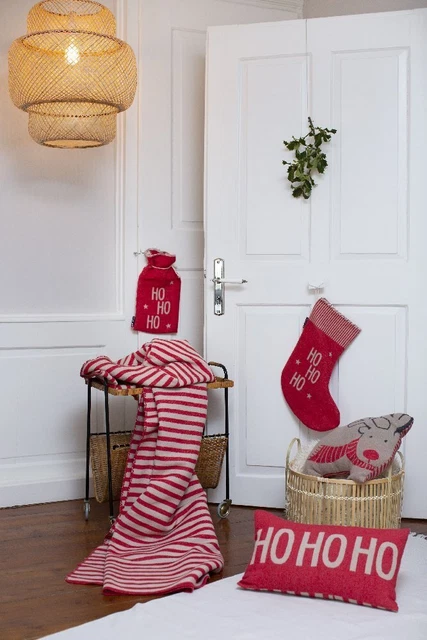 Wärmflasche HO HO HO 2 Liter, mit Kordel rot Stück 2022 David Fussenegger Textil