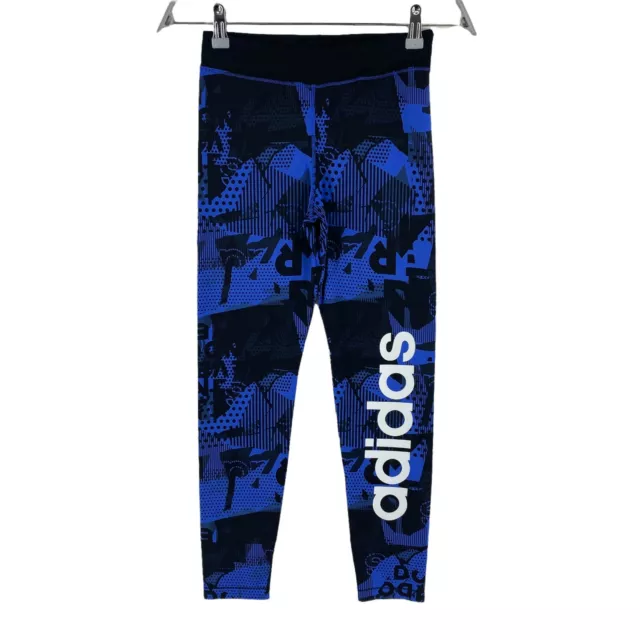 Adidas Climalite Ragazze Blu Navy Stampato Treno Leggings Aderenti Taglia 11 -12