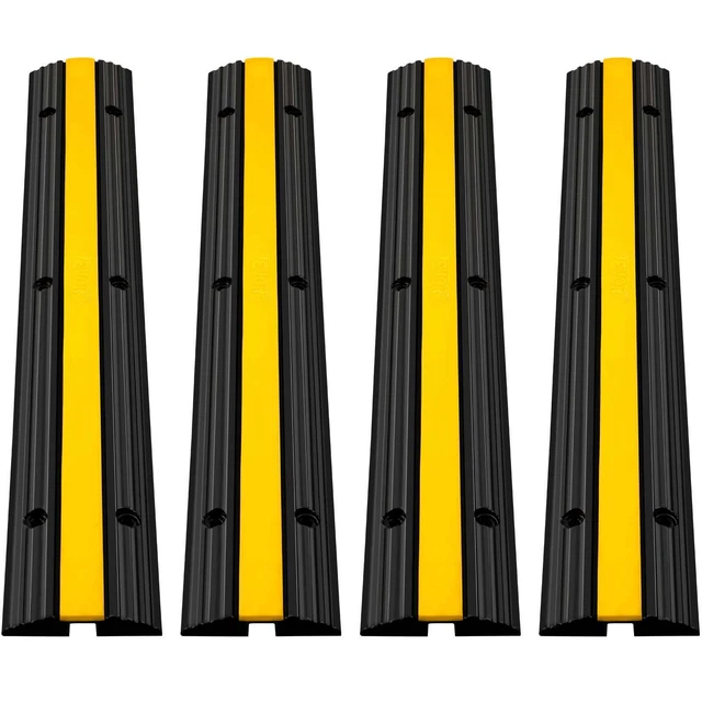 4 Pack 1 Channel Cable Protector Speed Bump Rubber PVC Cover Anti Slip Texture
