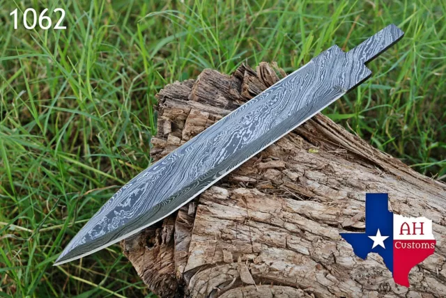 Hand Forged Damascus Steel Dagger Hunting Blank Blade Knife Full Tang Ah-1062