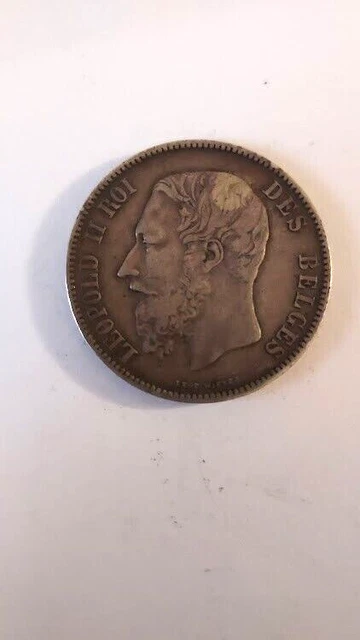 monnaies 5 f belge  1868  argent