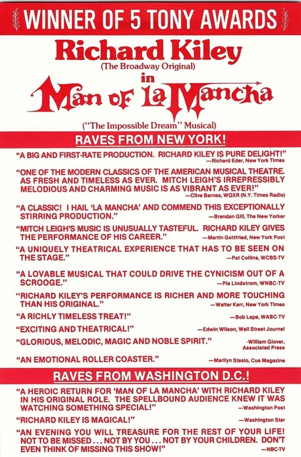 Vintage Handbill Man Of La Mancha Arie Crown Theatre Chicago Ill 15-30
