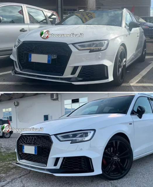 Per Audi A3 8V 2017+ Paraurti Anteriore Look Rs3 Abs Completo Di Griglia+