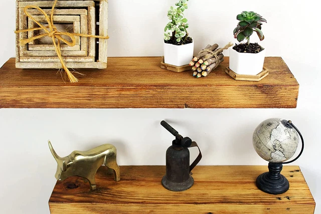 Reclaimed Wood Wall Shelves | Rustic Wall Decor | Set of 2 (24" X 6") | Easy-To-