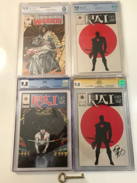 Eternal Warrior #4 9.8 Rai #0 x2 CGC 9.8 Signed Bob Layton Rai #5 1st Bloodshot