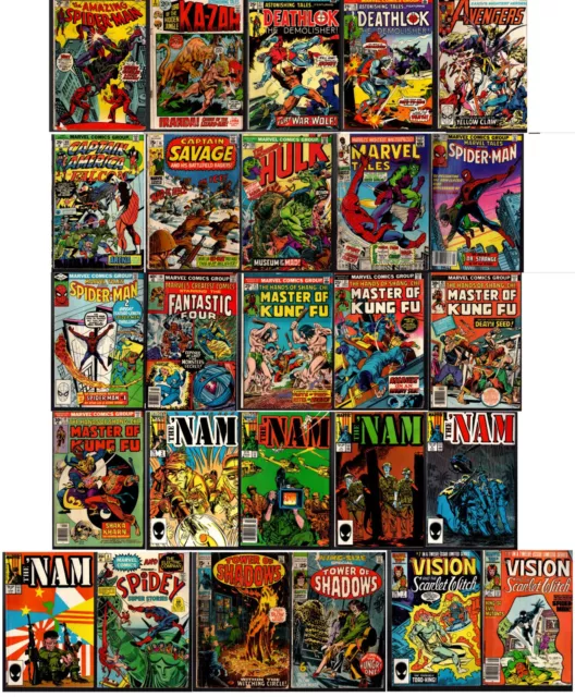 26 Mostly Bronze Age Marvel Comics SPIDER-MAN, MASTER OF KUNG FU, etc.