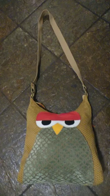 Purse Bag 100% Handmade Green  Brown Red Yellow White Cross body Messenger Owl