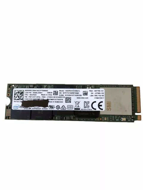 Intel SSD NVMe M.2 2280 256Gb SSDPEKKF256G7L Avec Traces Noires