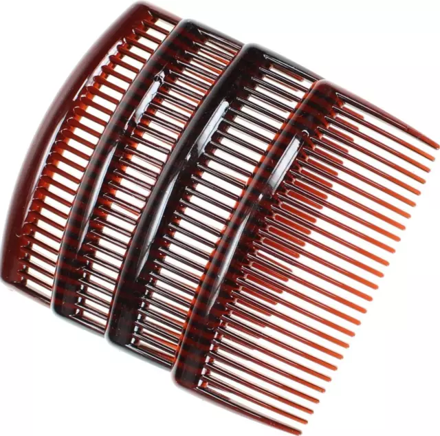 4 Pack 9cm Tort Brown Plain Side Hair Combs Slides Grips Hair Accessories