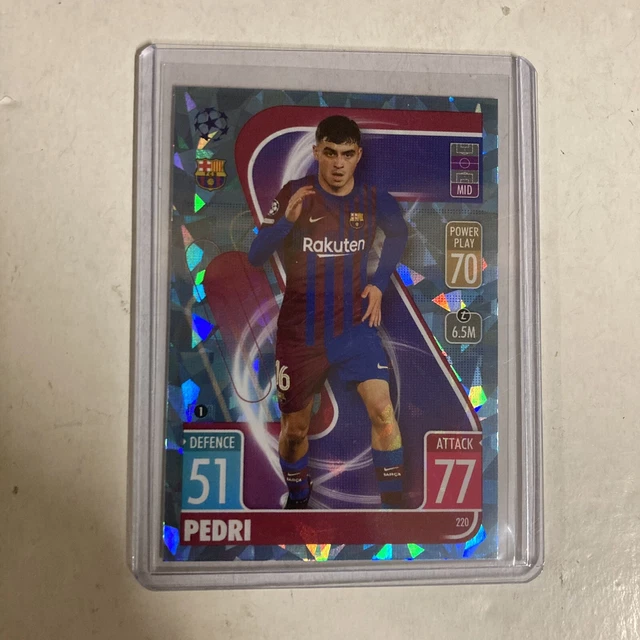 202122 TOPPS MATCH Attax UCL 220 Pedri Crystal Blue Cracked Ice