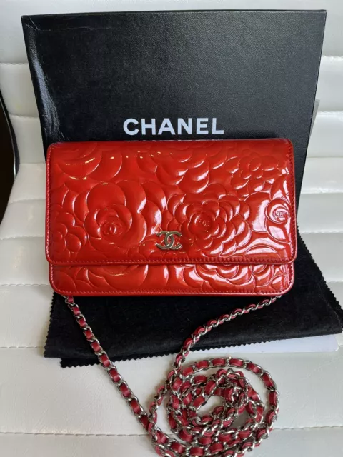 Chanel Red Quilted Patent Leather Brilliant WOC Clutch Bag Chanel