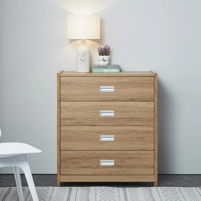 Cassetti portaoggetti 4 cassetti camera da letto mobili per la casa effetto rovere unità comodino