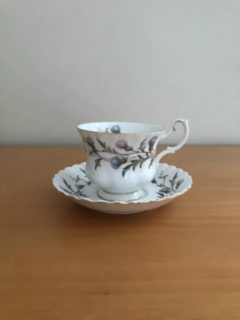 Vintage Royal Albert Brigadoon Pattern Bone China Footed Cup &Saucer Set England