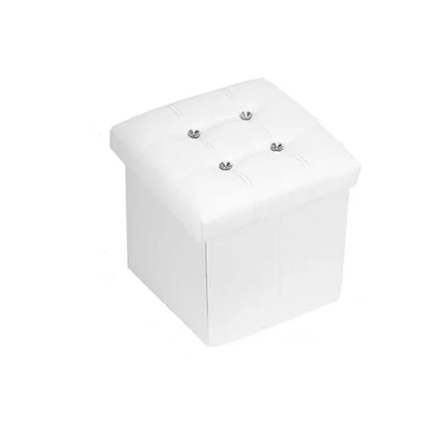 Pouff Puff Pouf Contenitore Imbottito Portaoggetti Seduta Bianco 79436 38x38x35c