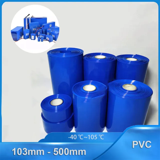 PVC Schrumpfschlauch Batterie Blau 103mm-500mm für 18650 Akku Batteriepack Satz