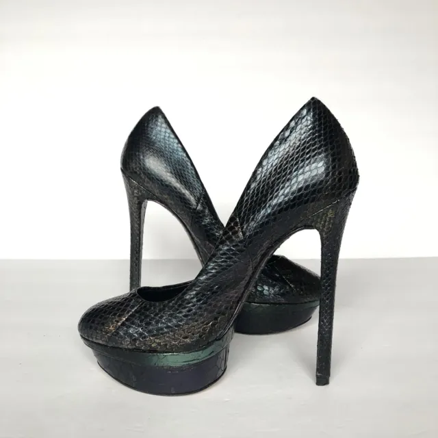 Brian Atwood Black Multi Ferguson Genuine snakeskin double-platform Pump Size 6