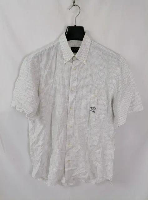 PAUL & SHARK Camicia Maniche Corte CAMICIA a SCACCHI Shirt MADE ITALY Tg L Uomo