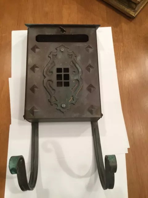 Arts Crafts Mission Antique Front Door Copper Mailbox W/ newspaper holder