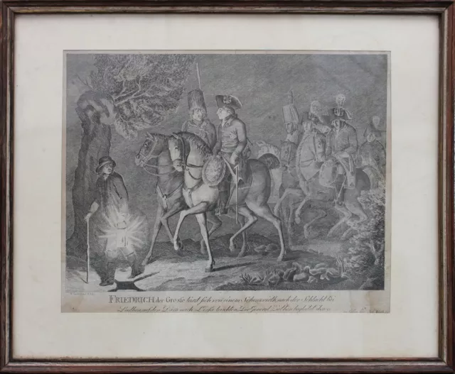 Friedrich der Große + Ziethen nach der Schlacht bei Leuthen  Radierung, um 1790