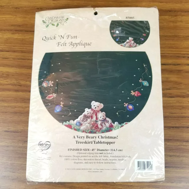 Aplique de fieltro Candamar Falda de árbol Mesa Topper A MUY OSO NAVIDAD 85005