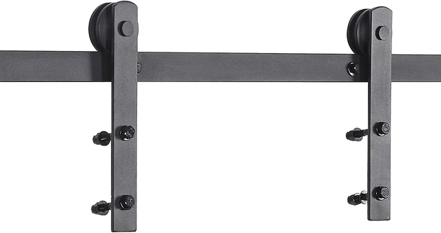 6.6FT Sliding Barn Door Hardware Kit Modern Closet Hang Style Track Rail Black