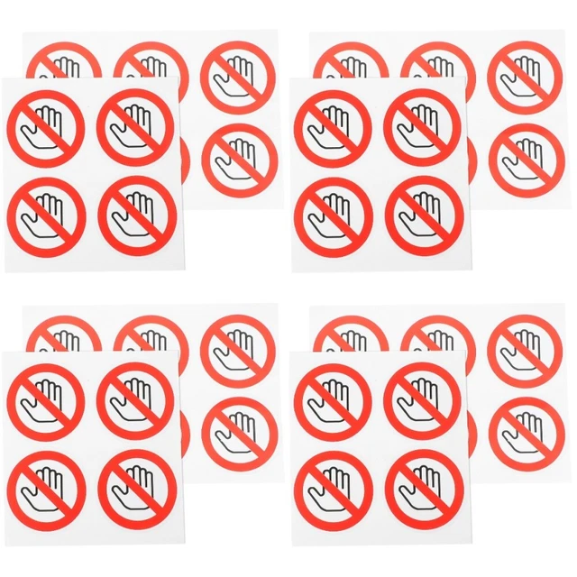 40 Pcs No Touch Security Sign Safety Labels Car Emblem Round