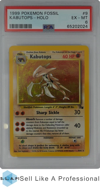 1999 Pokemon Fossil Kaputops Holo 9 PSA 6