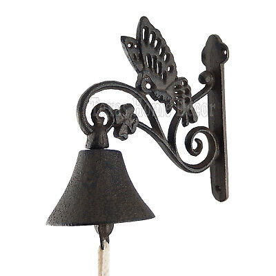 Butterfly Dinner Bell Cast Iron Wall Mounted Antique Style Rustic Finish