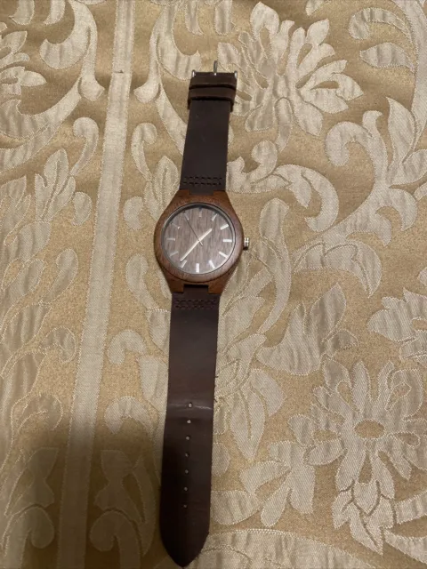 Personalized Wooden Watch W/ Leather Strap With Verse