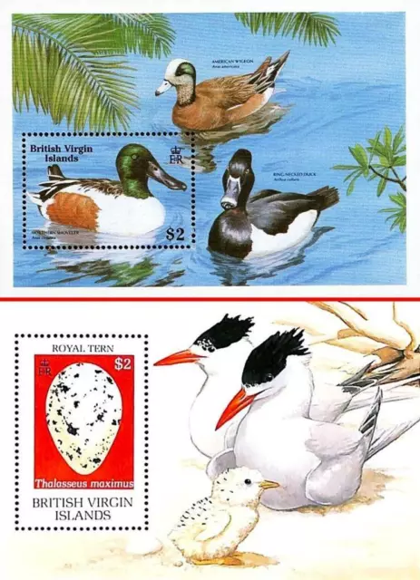 BRIT.VIRGIN IS. WATER BIRDS x2 S/s sc#629, 666 MNH DUCKS