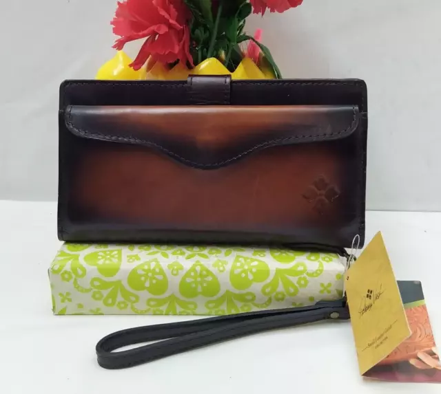 Patricia Nash Valentia II Snap Wristlet Tan Leather Credit Card Wallet - NWT