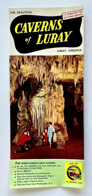 1960s Luray Caverns Virginia Vintage Travel Brochure Cave Map Antique Cars VA #2