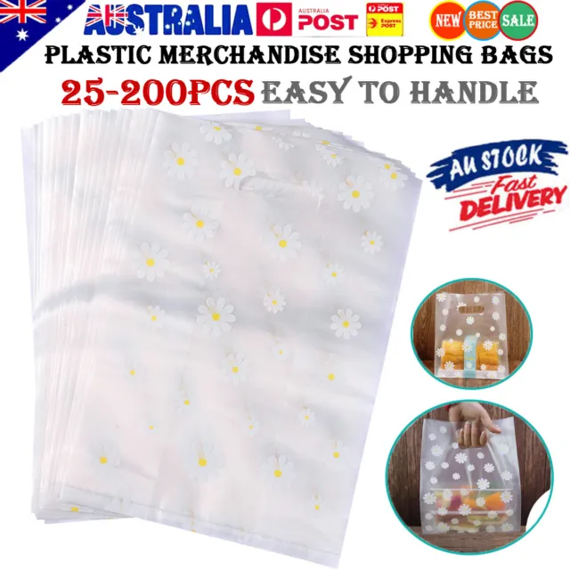 25-200X Plastic Bags Gift Shopping Carry Candy Cake Wrapping Bag with Handles AU