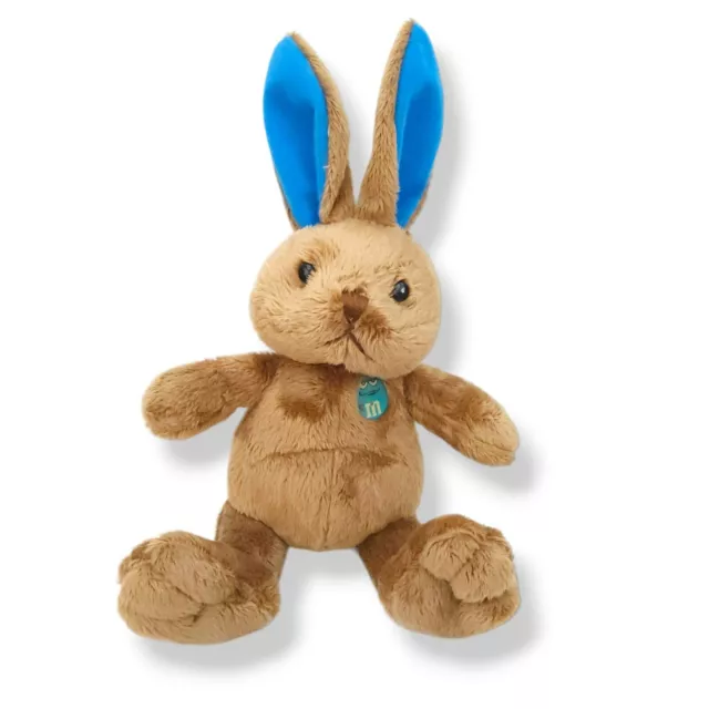 Galerie M&M Advertising Plush Blue Poseable Ears Brown Bunny 10"