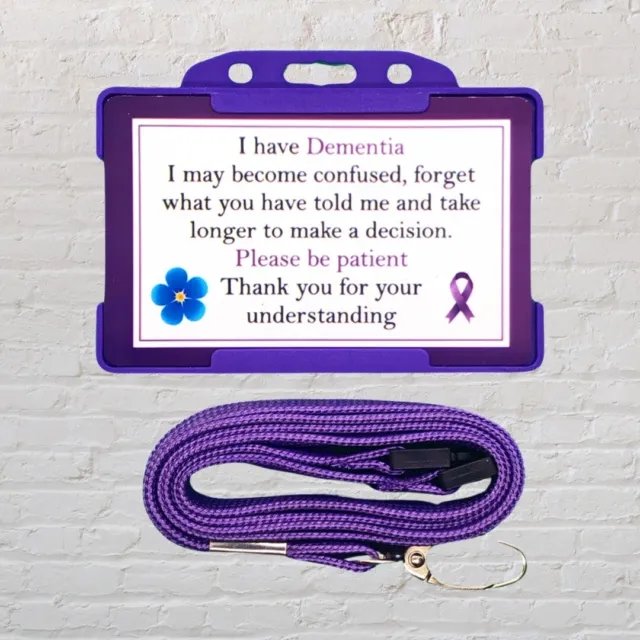 Dementia Awareness Card & Lanyard • 10 Colours Available FREE UK 🚚