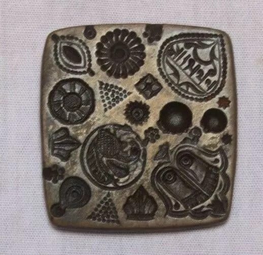 Ancien Multidesign Tribal Indian Design Gravé Brass Dye Mold Seal Stamp BR 79