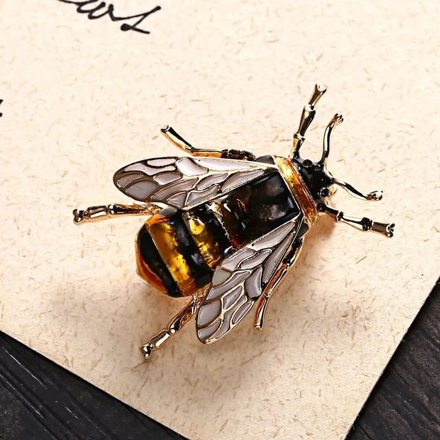 Broche Abeille Fantaisie - Strass Bleus - Bijou Femme Ou Homme - Cadeau Mariage