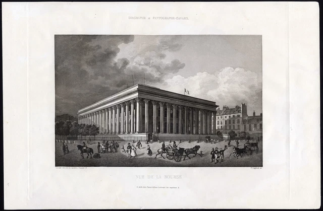 Antique Print-Aquatint-PARIS-STOCK EXCHANGE-BRONGNIART-Salathe-Gavard-1845