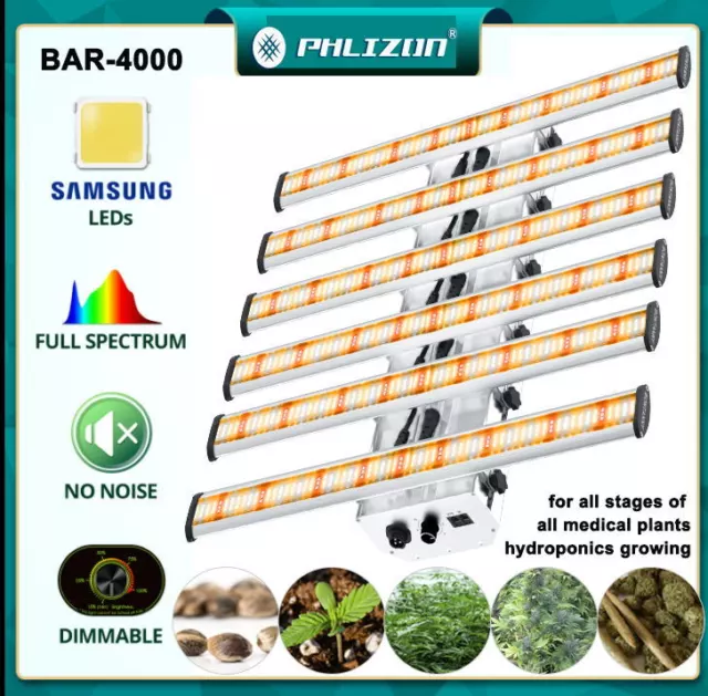BAR-4000W Full Spectrum LED Grow Light Spider Bar Plant Lamp 5x5ft Veg Flower